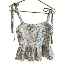 NWT Olivaceous garden party tank top size Med tie straps and ruffle waist